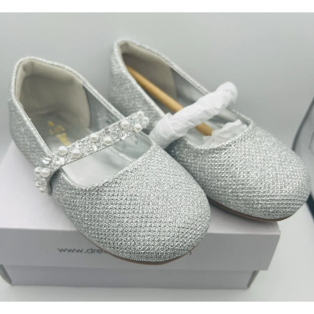 Dream Pairs Mary Jane Glitter Dress Shoes Size 8 Silver Toddler Slip On Party